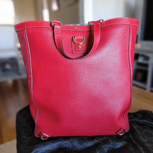 Gucci Deep Red Leather with Interior Logo Rim Tote